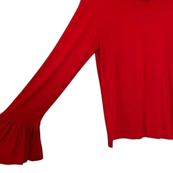 Trina Turk Red Stretch Jersey Abril Turtleneck Pullover Blouse Size Medium - Picture 6 of 8